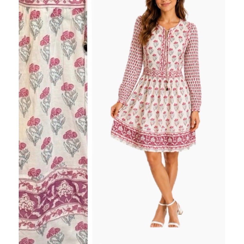 Haute Hippie Style Dress Womens Small Pink Purple Excellent‎ Floral Block Print